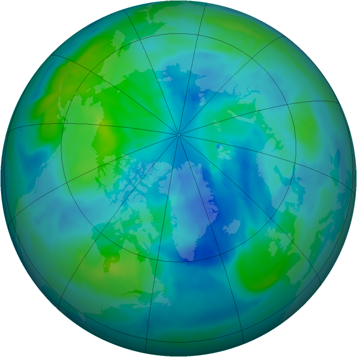 Arctic ozone map for 25 September 2012